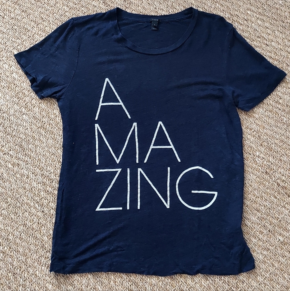 J. Crew Blue and White Short Sleeve Tee